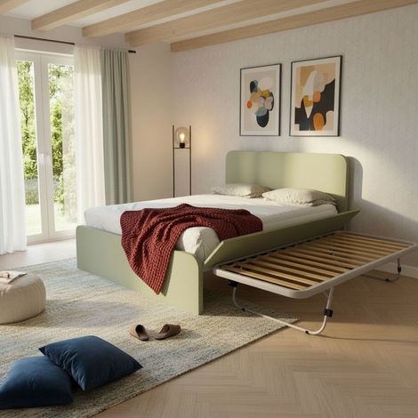 Letto matrimoniale 160x200 con rete estraibile e sollevabile - Salvia (1/5)