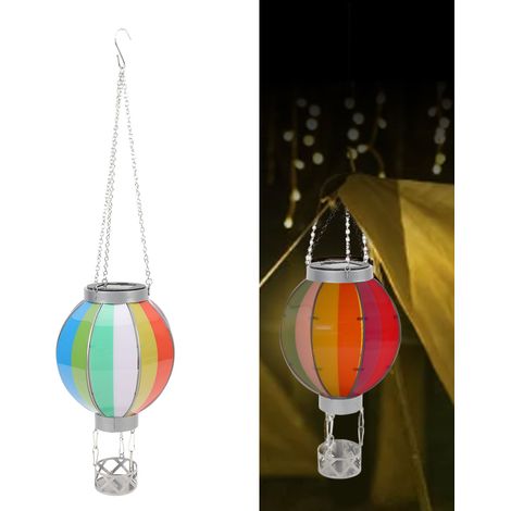 Solarbetriebene Heißluftballonlaterne mit flackernder Eisenflamme – 600 mAh Lithium-Akku, großes Modell mit Haken, warmweißes Licht für Garten und Camping (1/5)