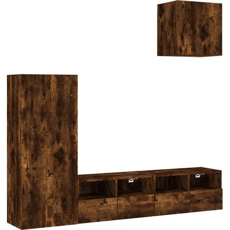 Maison Exclusive - 4-tlg. Wohnwand Räuchereiche Holzwerkstoff