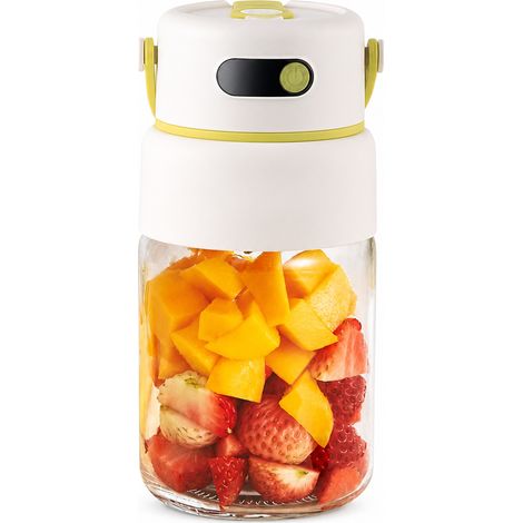 Blender Portable Rechargeable en Verre 1000 ml Vert, 26 Lames et Affichage de Batterie (1/5)