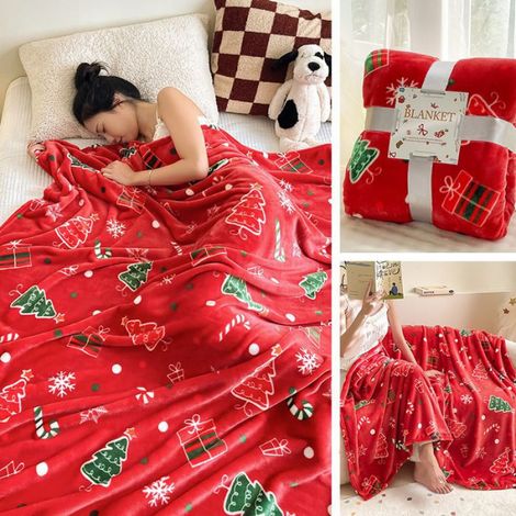 Couverture de Noël 150x200cm, Couverture de canapé Noël, Plaid d'hiver Douce et Chaude en Polaire Noël pour Adultes et (1/4)