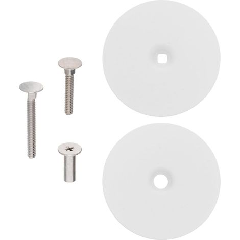 Plaque de Recouvrement Ronde en Acier Inoxydable Blanc pour Porte en Bois ou Métal, Montage par Vis, Protection Étanche du Trou de Pêne Dormant pour Maison et Bureau (1/5)