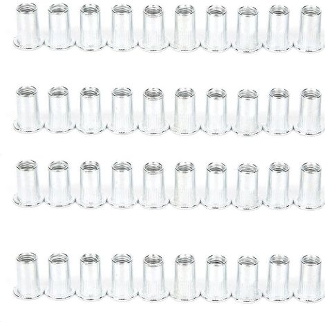 40-teiliges Set Hohlnietmuttern, Flachkopf-Befestigungswerkzeuge aus Aluminiumlegierung, M5x20