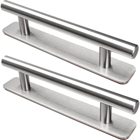 Zwei selbstklebende Möbelgriffe, Edelstahl-Schrankgriffe, geeignet für Küchenschränke, 150 mm, silber. (1/5)