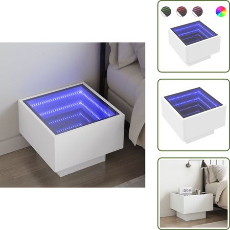 vidaXL Table de chevet avec LED infini blanc 40x40x30 cm (1/5)
