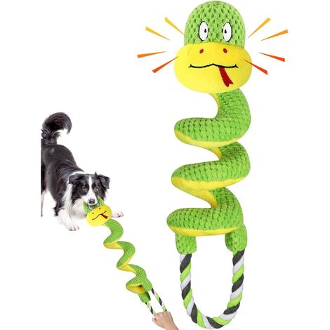 Jouet Chien Serpent - Cordon Doux Avec Couineur Et Corde - Pour Tirer Et Mâcher - Taille Unique (1/5)