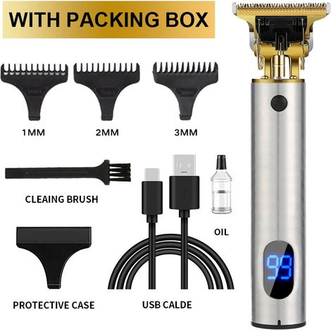 Tondeuse à cheveux électrique professionnelle avec lame en nanotitane, autonomie de 4 heures et chargement USB B
