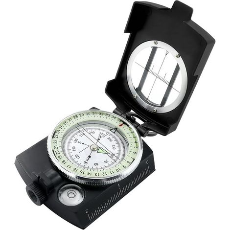 Compass, mountaineering compass, pocket compass, waterproof and shockproof, suitable for outdoor activities, black.