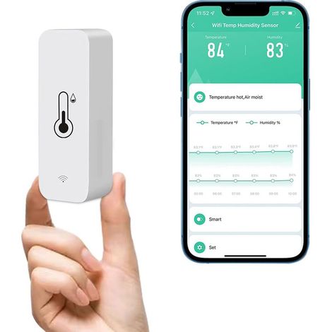 WLAN-Thermometer-Hygrometer-Sensor, drahtloser Temperatur- und Feuchtigkeitsmonitor für Zuhause, Fernüberwachung in Echtzeit, intelligentes Thermo-Hygrometer mit Datenspeicherung (1/5)