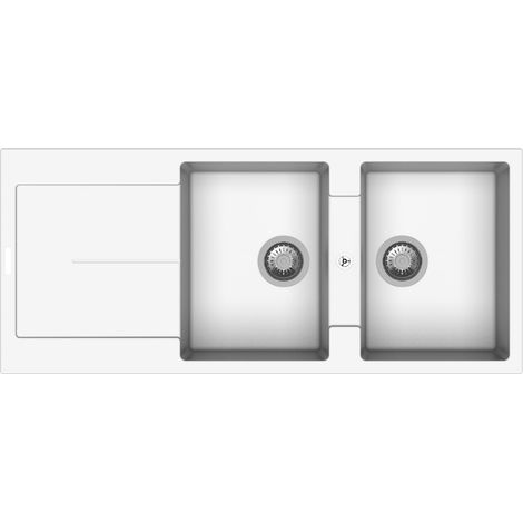 Lavello cucina 2 vasche e gocciolatoio bianco 116x50 Enigma D200 (1/3)