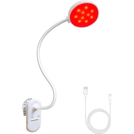 Lampe de bureau à double mode - Lampe à lumière rouge - Lampe de bureau - Lampe de lecture - Lampe de livre à pince rechargeable par USB - Blanche (1/5)