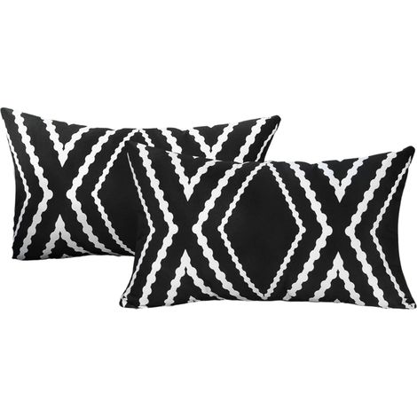 Housse De Coussin Extérieur - Polyester Imperméable - 45 x 45 cm - Pour Jardin Patio Balcon - Noir - Lot De 2 (1/5)
