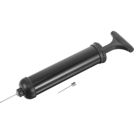 Pompe de gonflage multifonctionnelle pour pneus de vélo, ballons de yoga, ballons de basket, ballons gonflables et jouets de piscine. Plastique noir et métal. (1/5)