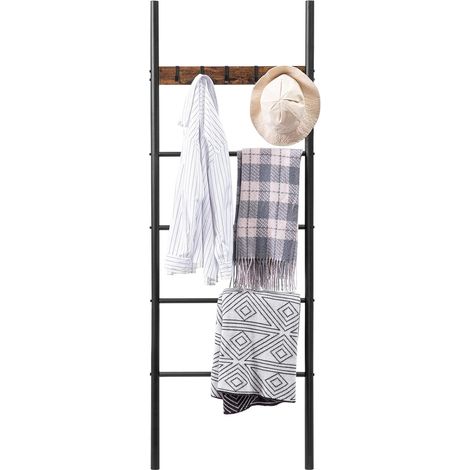 Hoobro – Porte-serviettes avec 5 crochets – Dimensions 60 x 177 cm – Structure en métal et bois marron – Stabilité renforcée – EBF60CJ01 (1/5)