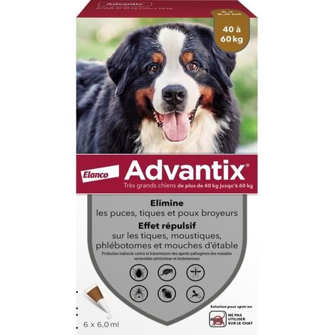 ADVANTIX 6 pipettes antiparasitaires - Pour tres grand chien de 40 a 60 kg - 6 x 6 ml (1/5)