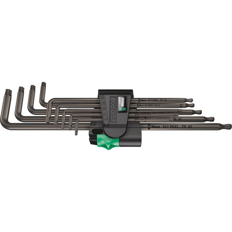 Wera 967/9 TX XL 1 TORX interno Kit di chiavi a brugola T 8, T 9, T 10, T 15, T 20, T 25, T 27, T 30, T 40 9 parti