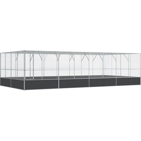Gabbia per uccelli voliera con estensione argento 832 x 414 x 212 cm acciaio argento 020045665