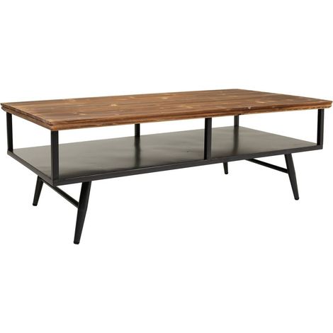 Mesa de centro de metal y madera negra 125x65,5x44