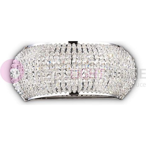PASHA' APPLIQUE A PARETE IN CRISTALLO 3 LUCI ATTACCO G9 CROMO LAMPADINE INCLUSE (1/3)