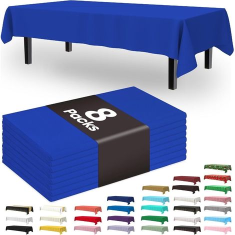 Nappes jetables en plastique, lot de 8, imperméables et résistantes, idéales pour les pique-niques, les fêtes et les anniversaires. 137 x 274 cm. (1/5)
