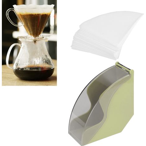 Porte-filtres à café, boîte à filtres, étagère de rangement pour bar à café, boîte de rangement, boîte à filtres en bois anti-poussière, boîte à filtres en plastique anti-poussière en forme d'éventail (1/5)