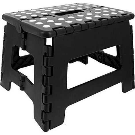 venteo - Noir 31.5 x 25.5 X 22 cm Marche Pied Pliant - Résiste jusqu'à 150kg de charge