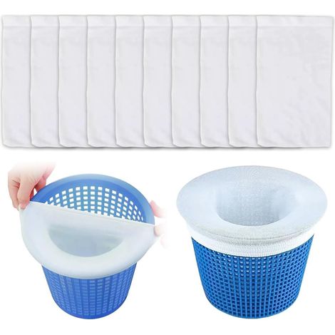 10pcs Chaussettes de Skimmer pour Piscine, Chaussette Skimmer Piscine, Chaussette Filtre Piscine Filtre Skimmer Piscine, Pool Skimmer Socks, Chaussettes d'écumeur de Piscine en Maille Ultra Fine (1/5)