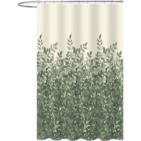 Rideau de douche 180x200cm, polyester, feuilles vertes (1/2)