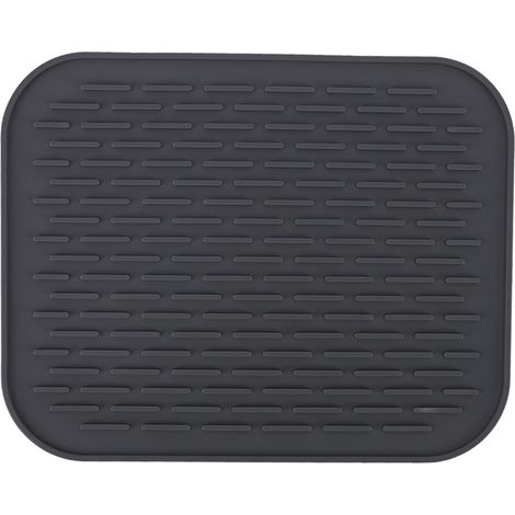 Tapis de séchage rectangulaire en silicone, résistant à la chaleur, antidérapant, avec rebord de drainage intégré, pour plan de travail de cuisine, grande taille (1/5)