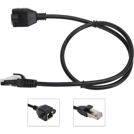 Rallonge de câble réseau mâle-femelle avec trou de vis, adaptateur fixable pour composants de réseaux LAN, 0,5 mètre