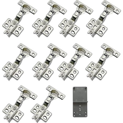 90 Degré Rentrant 26 mm Soft Close Charnieres avec Amortisseur Hydraulique Fermeture Automatique Charnière à Amorti pour Armoires de Porte Lot de 10 (1/5)