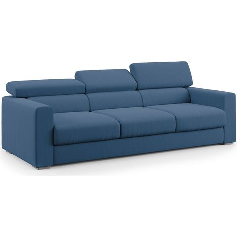 Dylan Divano a 3 sedute con estraibile a cassettone in tessuto simil cotone impermeabile T13 240 cm blu