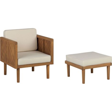 Garden Armchair with Ottoman BARATTI Acacia Wood Brown (1/5)