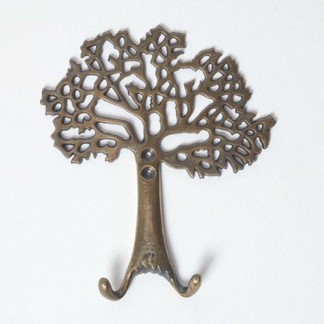 HOMESCAPES Gold Tree of Life Wall Mounted Coat Hook