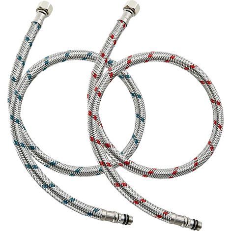 2 Pièces Flexible Robinet Cuisine G3/8 X M10 X 60cm Tuyau de Raccordement de Robinet Flexible pour Robinet Mitigeur éVier de Salle de Bains,Acier Inoxydable (1/5)