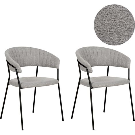 Conjunto de 2 sillas de bouclé gris respaldo curvo Mariposa (1/5)