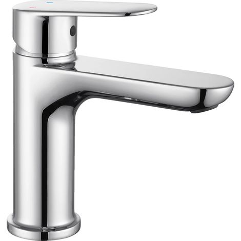 Grifo de lavabo, construcción en aleación de zinc, diseño para montaje sobre encimera, cromado, acero inoxidable, G3/8 (1/5)