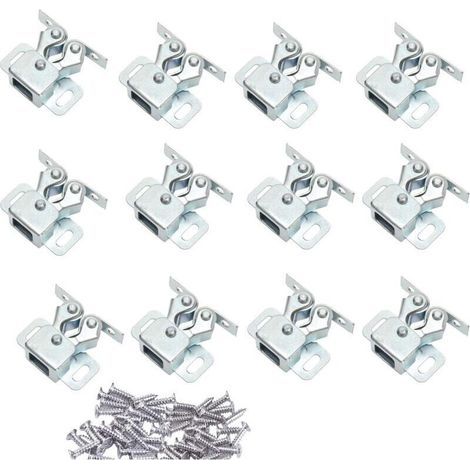 Set mit 12 Doppelrollen-Schrankriegeln, Verschlüssen, Riegeln für Türen, Schränke, Schubladen, Kleiderschränke - verzinkt (1/4)