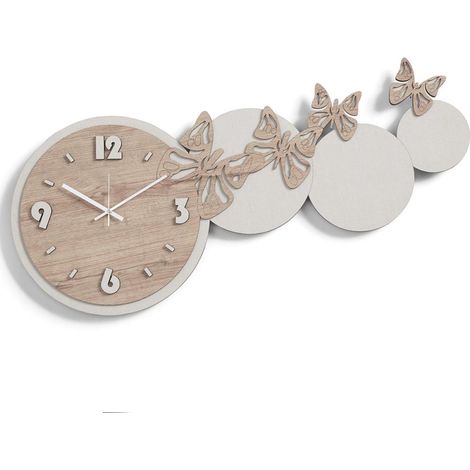 Orologio da parete legno laminato moderno 80x40 TTE - FARFALLE 2 (1/2)