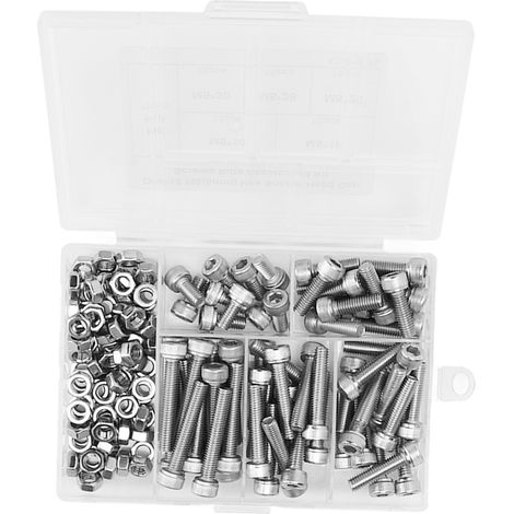 Ensemble de 150 vis et écrous à tête hexagonale en acier inoxydable 304, vis et écrous à tête hexagonale M5 (1/5)