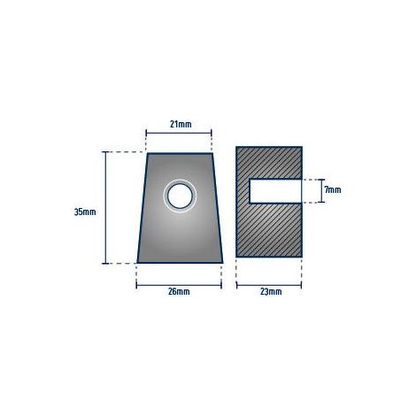 Anode trapèze moteur hors-bord YAMAHA - ORANGEMARINE - filetage m8 (1/2)