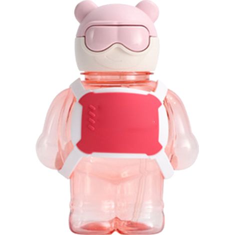 400 ml Plastik-Wasserflasche, cooler Bären-förmiger, leichter, tragbarer Wasserbecher für Outdoor-Sportarten, Pink (1/5)