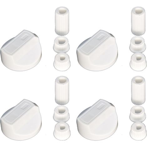 Universal Cooker Oven Grill Control Knobs And Adaptors White Fits All Gas Electric x 4 (1/3)