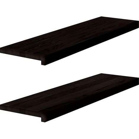 Marches d'escalier 2 pcs marron foncé 90x30x2 cm chêne massif (1/5)