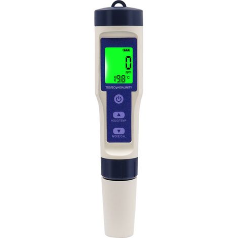 5-in-1 digitales Wasserqualitätsmessgerät mit hochpräzisem Algorithmenchip und automatischer Abschaltung, 18,3 x 3,7 cm, für Hydrokultur und Aquarien (1/5)