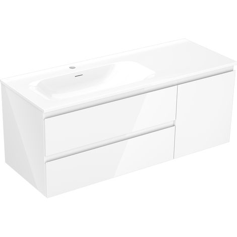 Mexen Orio Badezimmer-Unterschrank 120 cm mit Waschbecken Vela links, 2S, 1D, weiß glänzend - 91A13-12047-3-BBFFF00-W23L00 (1/5)