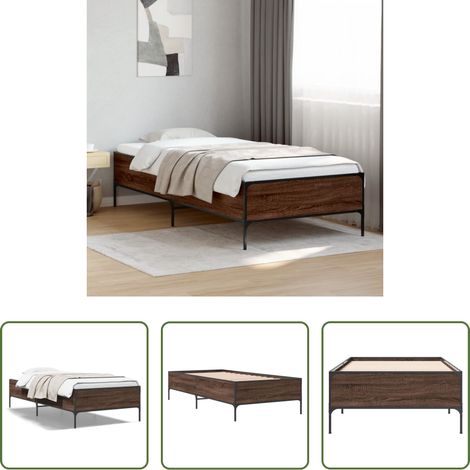 Lit chêne marron - Cadre de lit sans matelas chêne marron 100x200 cm (1/5)
