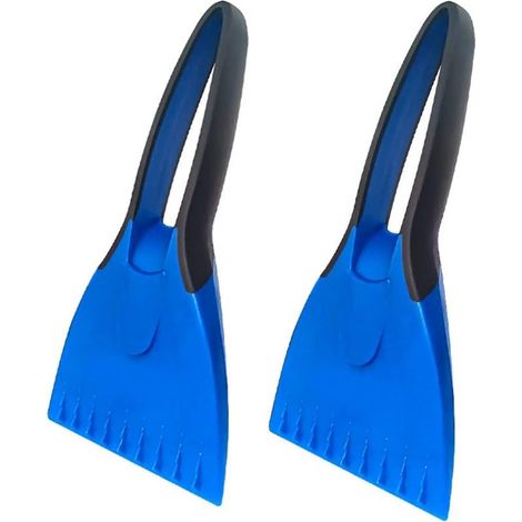 QAZQA Grattoir à glace, Grattoir à glace pour pare-brise de voiture, Grattoir à neige pour voiture, Outil de dégivrage, Outil de déneigement avec poignée en EVA souple pour les fenêtres (2pcs Blue)