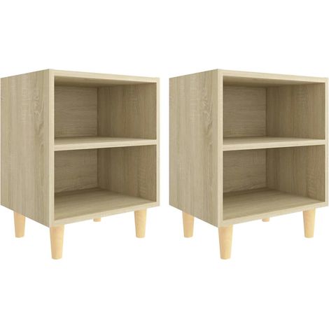 vidaXL Mesitas de noche 2 uds con patas madera roble Sonoma 40x30x50cm (1/2)