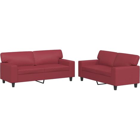 Maison Exclusive - Set di Divani 2 pz Rosso Vino in Similpelle
